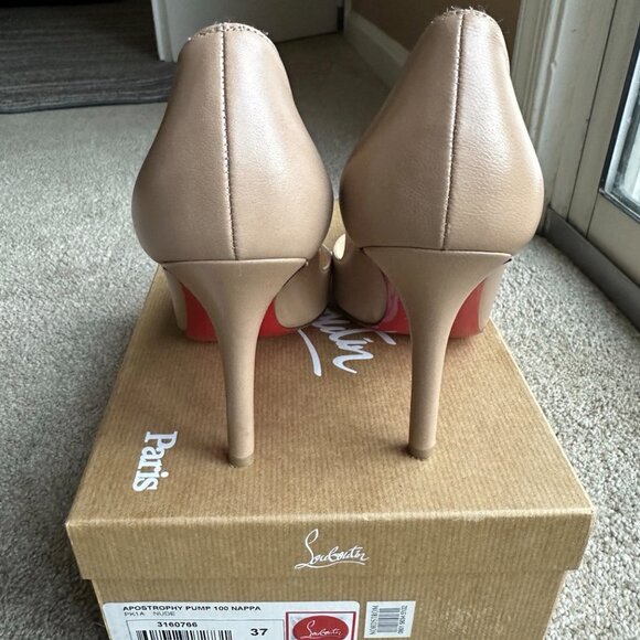 Christian Louboutin Apostrophy Pump 100 NAPPA Nude - Picture 3 of 16
